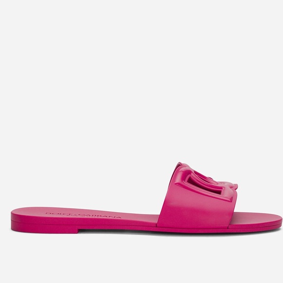 Dolce & Gabbana Rubber Beachwear Sliders Fuchsia Pink 39 - Picture 3 of 4